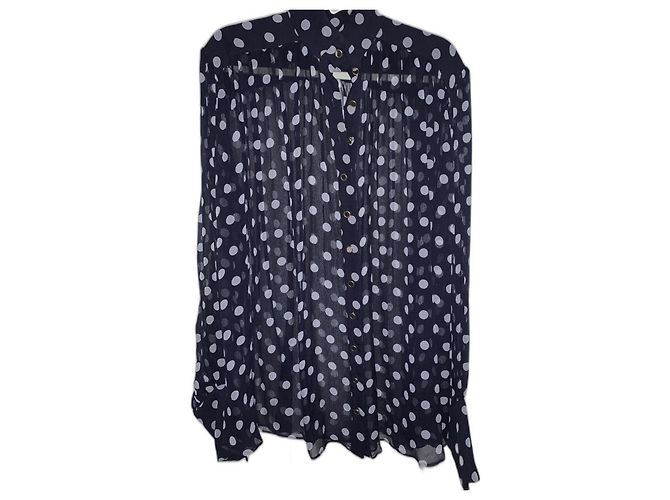 Zimmermann Silk Polka Dot Blouse Blue