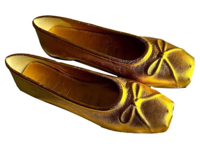 Marni Little Bow Ballerinas Golden Fur ref.1872229 - Joli Closet