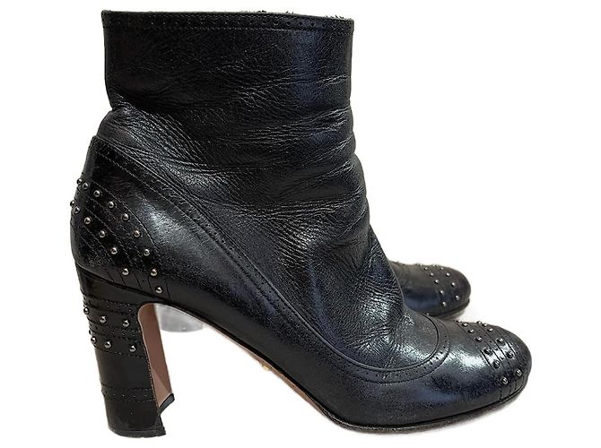PRADA Ankle boots T.EU 38.5 Leather Black