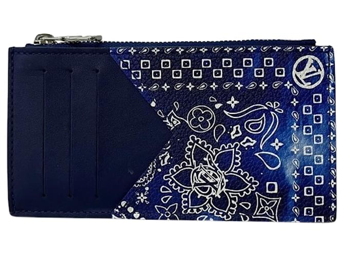 Louis Vuitton Monogram Bandana Coin Card Holder Blue Leather  ref.1872627