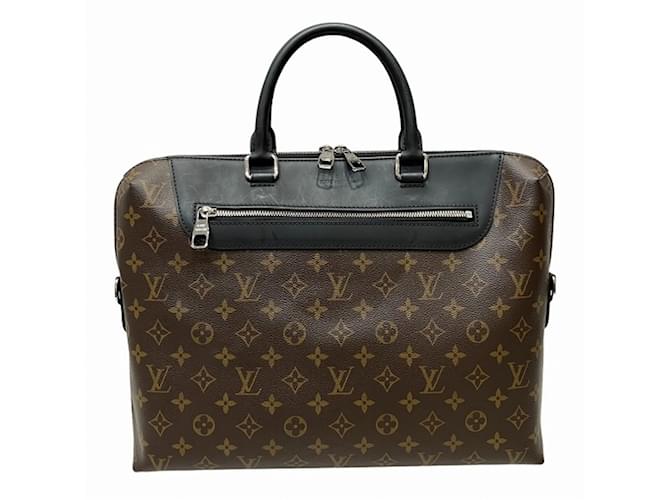 Louis Vuitton Monogram Macassar Porte Document Jour NM M54019 Brown Black Leather  ref.1872640