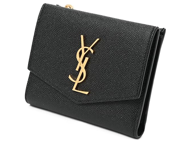折りたたみ財布 Saint Laurent Compact Monogram Quilted Zipper Wallet SAINT LAURENT Monogramme quilted textured-leather wallet