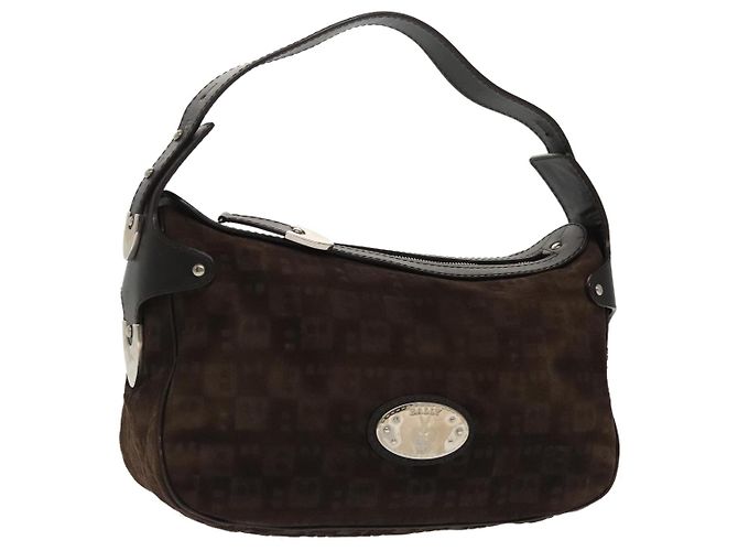 BALLY Schultertasche aus Wildleder Braun Silber Auth ti2290