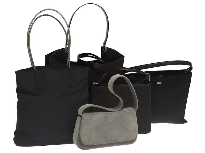 BALLY Shoulder Bag Leather nylon 5Set Black Gray Brown Auth ti2286