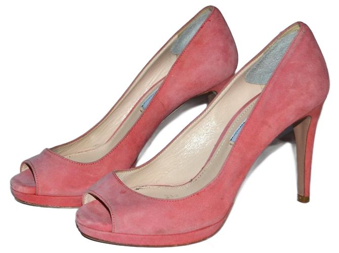 Escarpins Prada Daim Rose Saumon Taille 36 IT