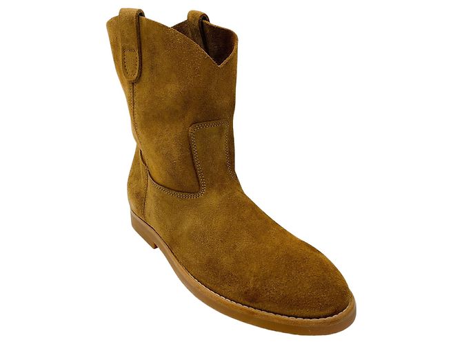 Re/Done Tan Suede Pull-On Boots