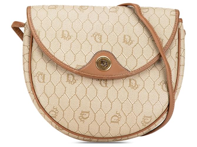 Tan Dior Honeycomb Coated Canvas Crossbody Camel Leather  ref.1874783