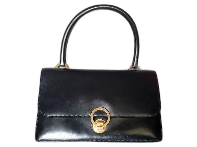 Bolsa baguette modelo "Ring" da Maison Hermès datada das décadas de 1950-1960 Preto
