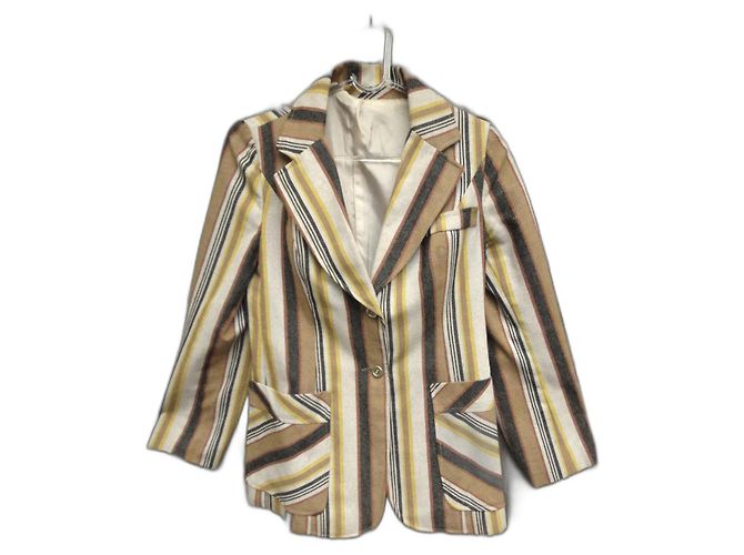Autre Marque Jacke aus Baumwolle und Leinen Beige Größe 40