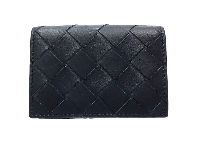 Bottega Veneta Intrecciato Tiny Geldbörse Gelb Marineblau