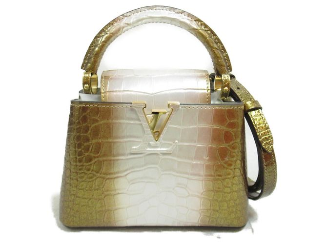 Louis Vuitton Capucines Mini Leather Shoulder Bag N98156 Beige