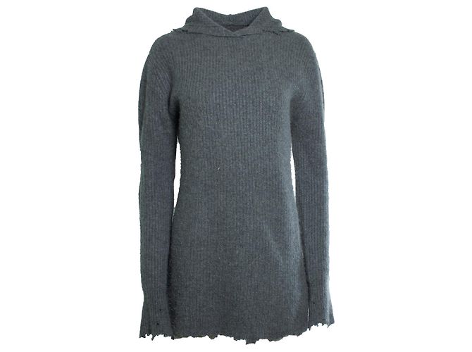 RTA, distressed Strick-Hoodie in Grau