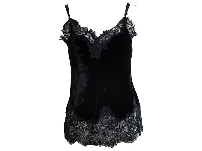 Autre Marque Goldhawk, black velvet and lace top