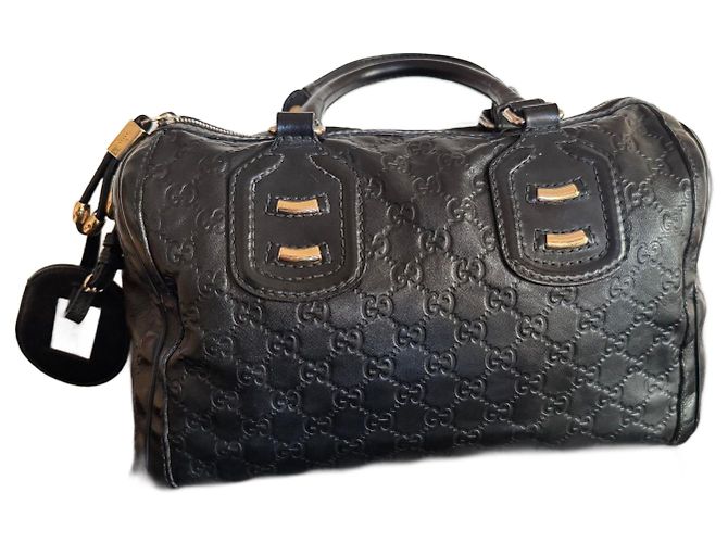 Boston Techno Tag bag pelle guccissima Nero