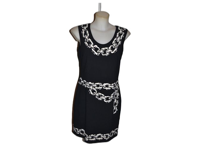 Moschino Cheap And Chic Midi Kleid schwarz weiß