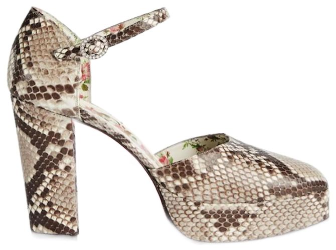 Gucci Mary Jane Pumps Python Grau 