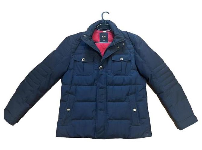 Cappotto Hugo Boss Nero in Cotone Uomo