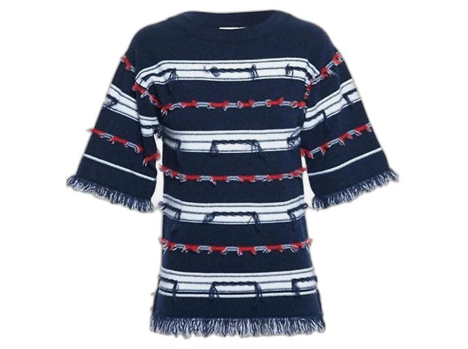 Barrie Pulli in Trikolore 100% Kaschmir - Kimonoärmel T.S Rot Aus weiß Marineblau