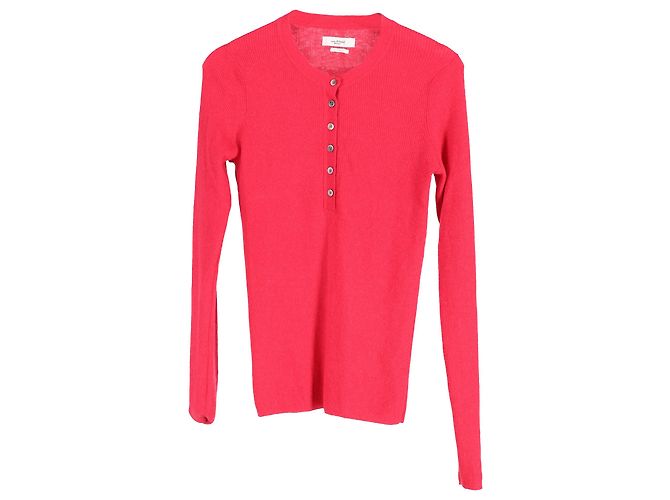 Top de malha canelada rosa em lã Isabel Marant Étoile Faustine