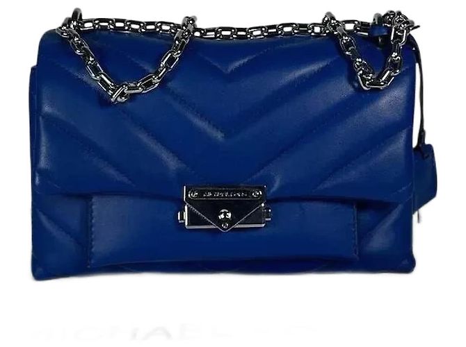 Michael Kors Cece Bolsa de ombro em couro matelado azul