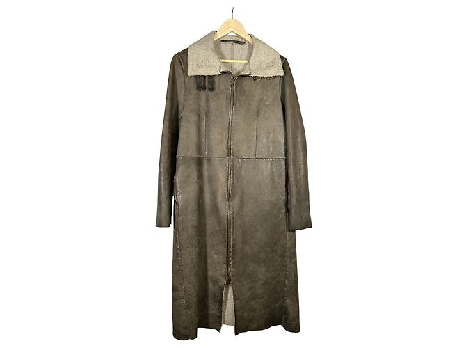 Autre Marque SALVATORE SANTORO Leder Mantel Braun Grau