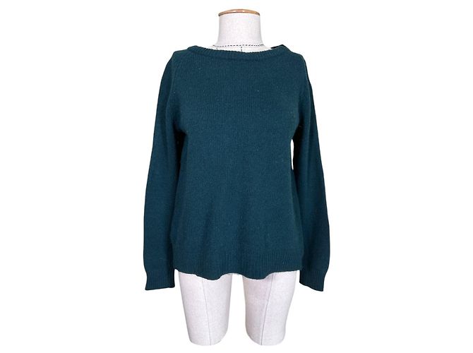 Erika Cavallini Grüner Kaschmir und Wollpullover Dunkelgrün