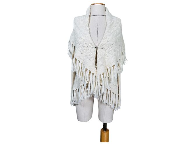 Ralph Lauren Cardigan Elfenbein Wolle Alpaka Weiß