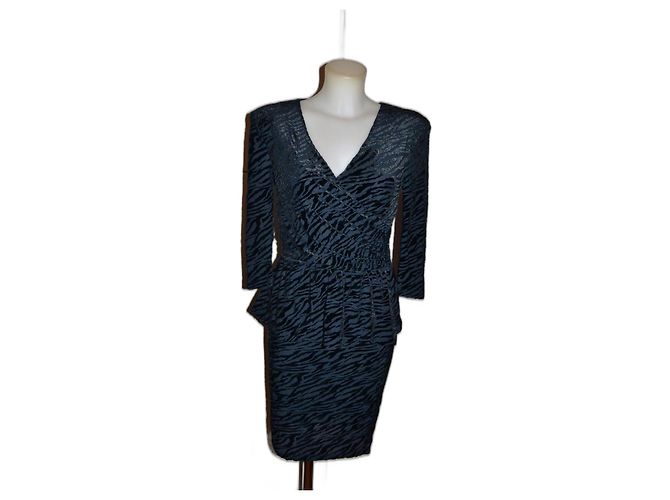 Ganni Kleid Schwarz Blau Synthetik