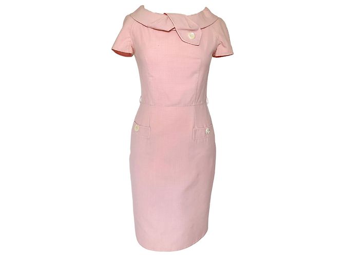 Vestido Christian Dior de lã e seda rosa