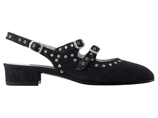 Autre Marque Sling Back Queen - Carel - Denim - Black Cotton  ref.1877896