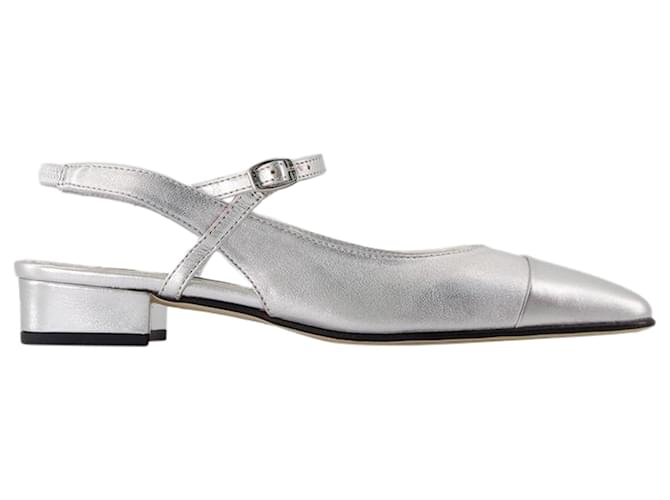 Autre Marque Sling Back Oceano - Carel - Leather - Argenté Silvery Metallic Pony-style calfskin  ref.1877937