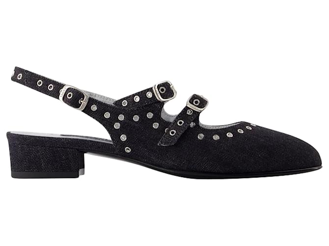 Autre Marque Sling Back Queen - Carel - Denim - Black Cotton  ref.1877970