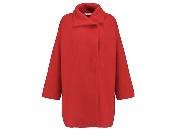 Diane Von Furstenberg Cappotto oversize in lana e angora per donna Rosso