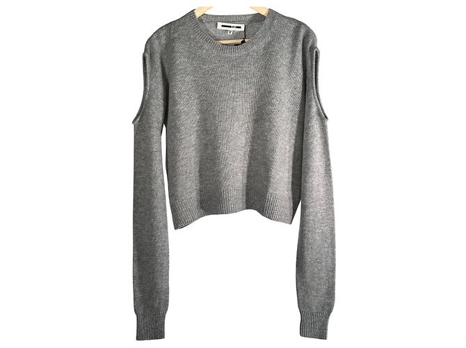 Alexander McQueen Wollpullover mit Cold Shoulder Grau 
