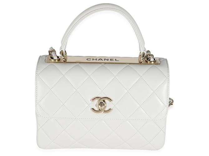Chanel Grey Quilted Lambskin Small Trendy CC Top Handle Flap