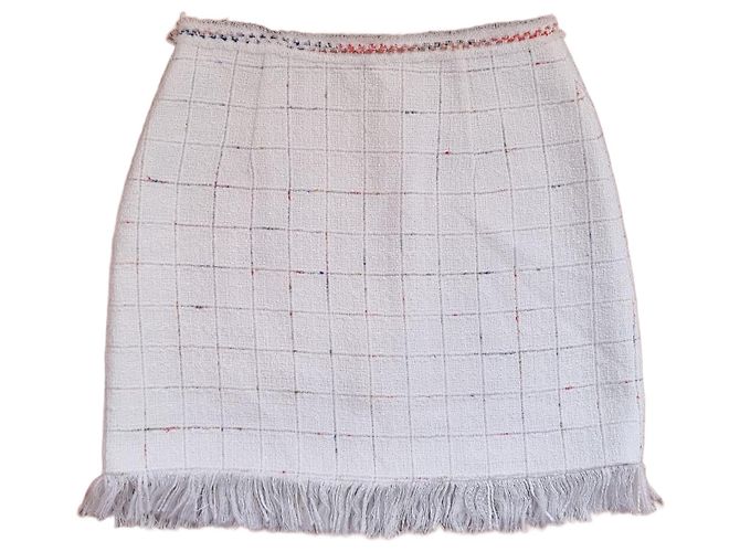 Minifalda de tweed blanca con flecos Claudie Pierlot