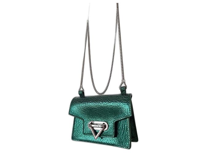Autre Marque Salar Milano Bebe Crackle mini borsa in pelle verde
