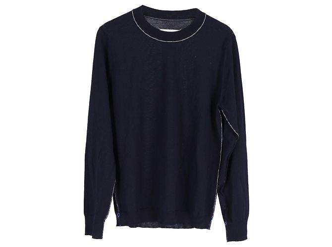 Maison Martin Margiela Maison Margiela Strickpullover aus marineblauer Wolle mit Rundhalsausschnitt