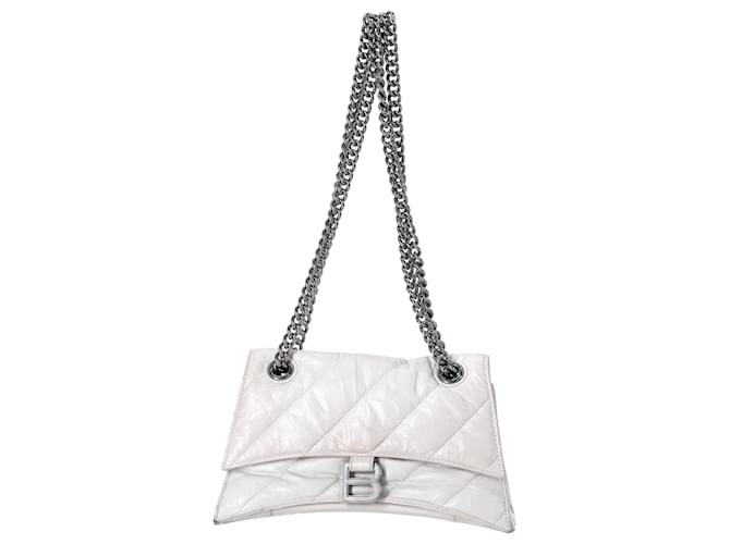 Balenciaga Small Crush Chain Shoulder Bag in White Calfskin Leather Pony-style calfskin  ref.1879280