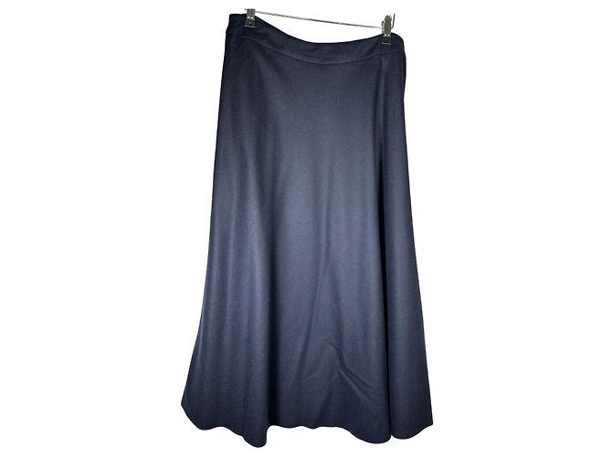 MAX MARA Wool Blend A-Line Midi Skirt Blue