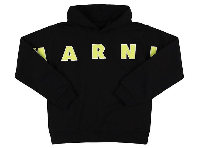 Marni Hoodie mit Logo-Stickerei schwarz aus Baumwolle