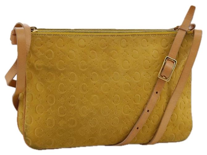 Céline Celine C Macadam Canvas Schultertasche Gelb Auth 103245