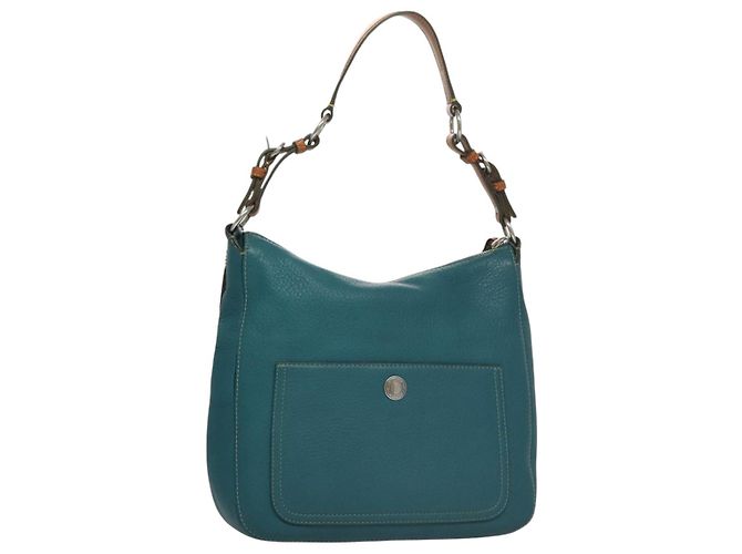 Borsa a spalla in pelle blu Coach Auth yk16171