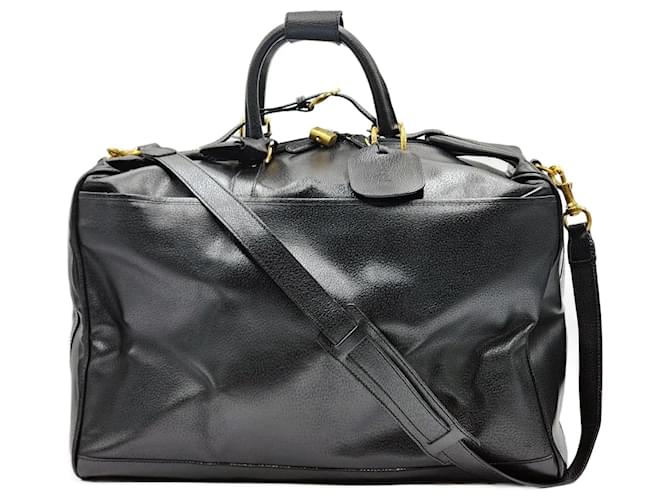 ボストンバッグ GUCCI Travel Bags Women Fabric Black/Dark Grey Gucci Vintage Boston Travel Weekender Bag Black Leather ref