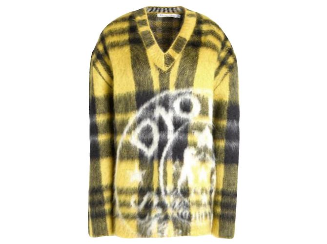 Dior Pullover aus gelbem Mohair mit Karomuster 