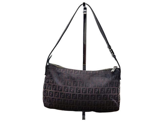 Fendi Baguette Zucca Zucchino Shoulder Bag Brown