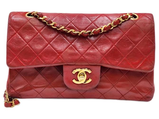 Chanel Timeless Classic Small Double Flap 24K GHW Red Leather  ref.1880394