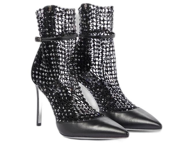 Rene Caovilla Galaxia 100 Black Leather Pumps