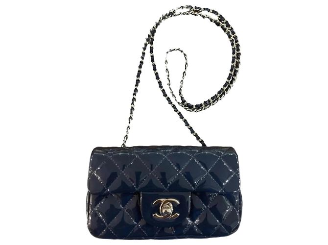 Bolso Chanel Mini Rectangular Azul Marino Charol