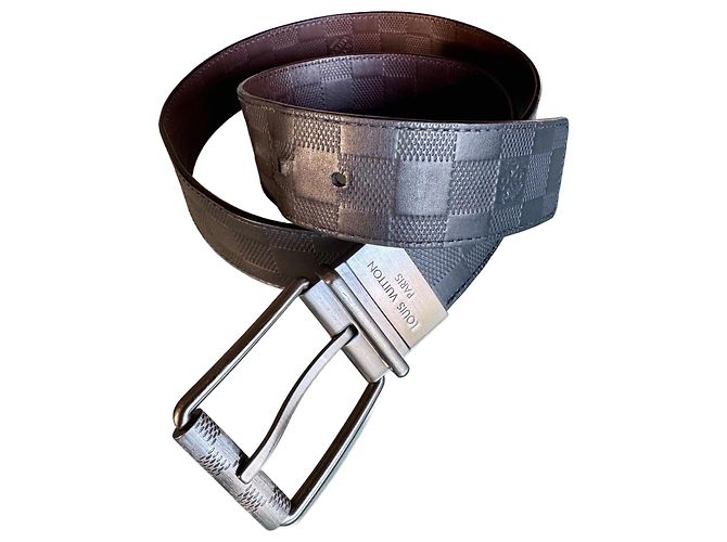 Louis Vuitton Reversible Belt Black and Dark Brown Leather